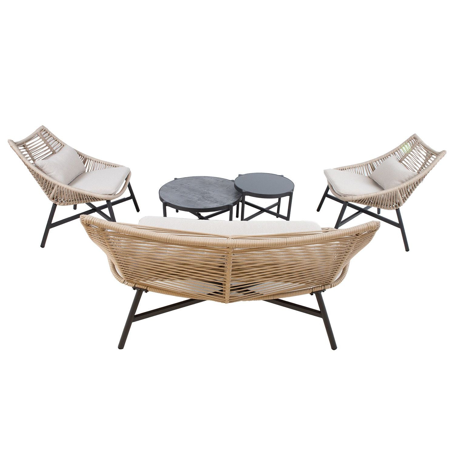 HELSINKI puutarharyhmä, 2 pöytää, sohva, 2 tuolia, beige