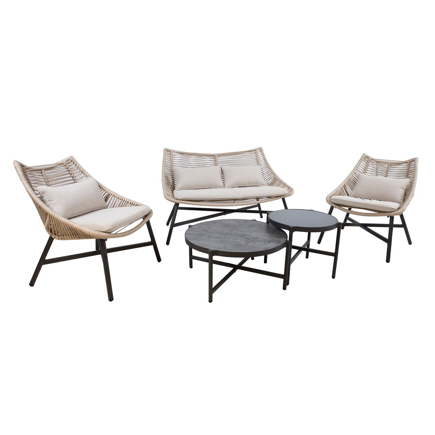 HELSINKI puutarharyhmä, 2 pöytää, sohva, 2 tuolia, beige