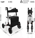 Rollaattori Aune Sisä- ja Ulkokäyttöön, Kevyt, Musta