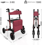 Rollaattori Aune Sisä- ja Ulkokäyttöön, Kevyt, Punainen