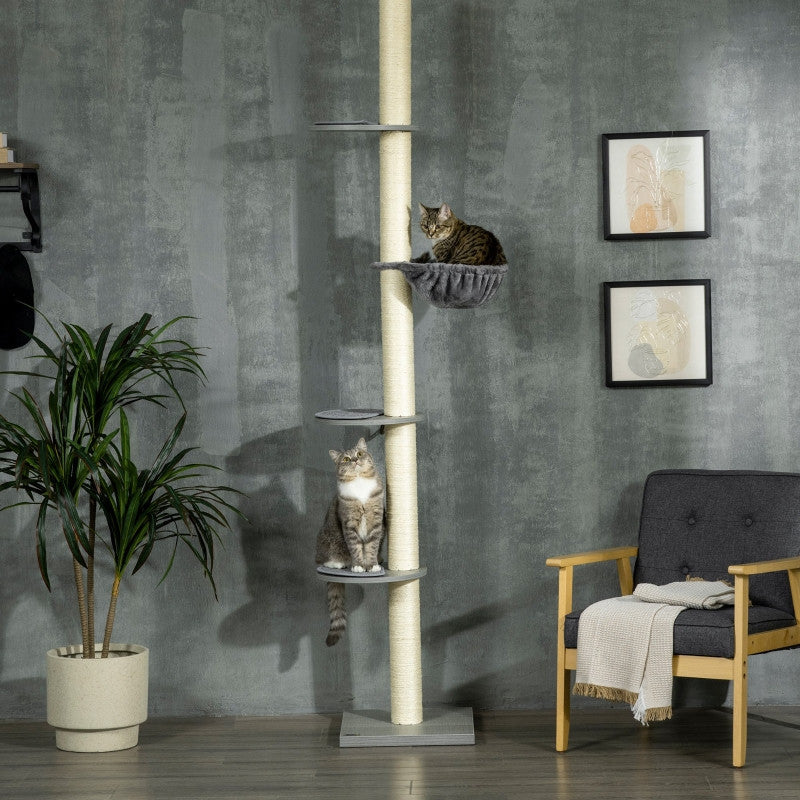 Raapimispuu riippumatolla, sis. kattokiristimen, 40 cm x 40 m x 250 cm, harmaa + kermanvalkoinen