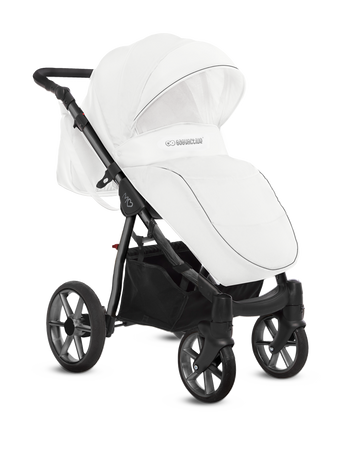 Mommy Glossy 2-i-1 barnvagn, vit/svart