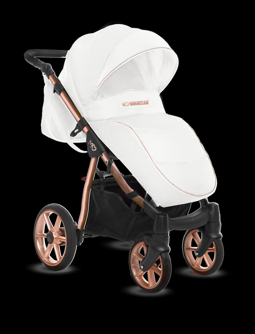 Mommy Glossy lastenrattaat 2-in-1, valkoinen / ruusukulta