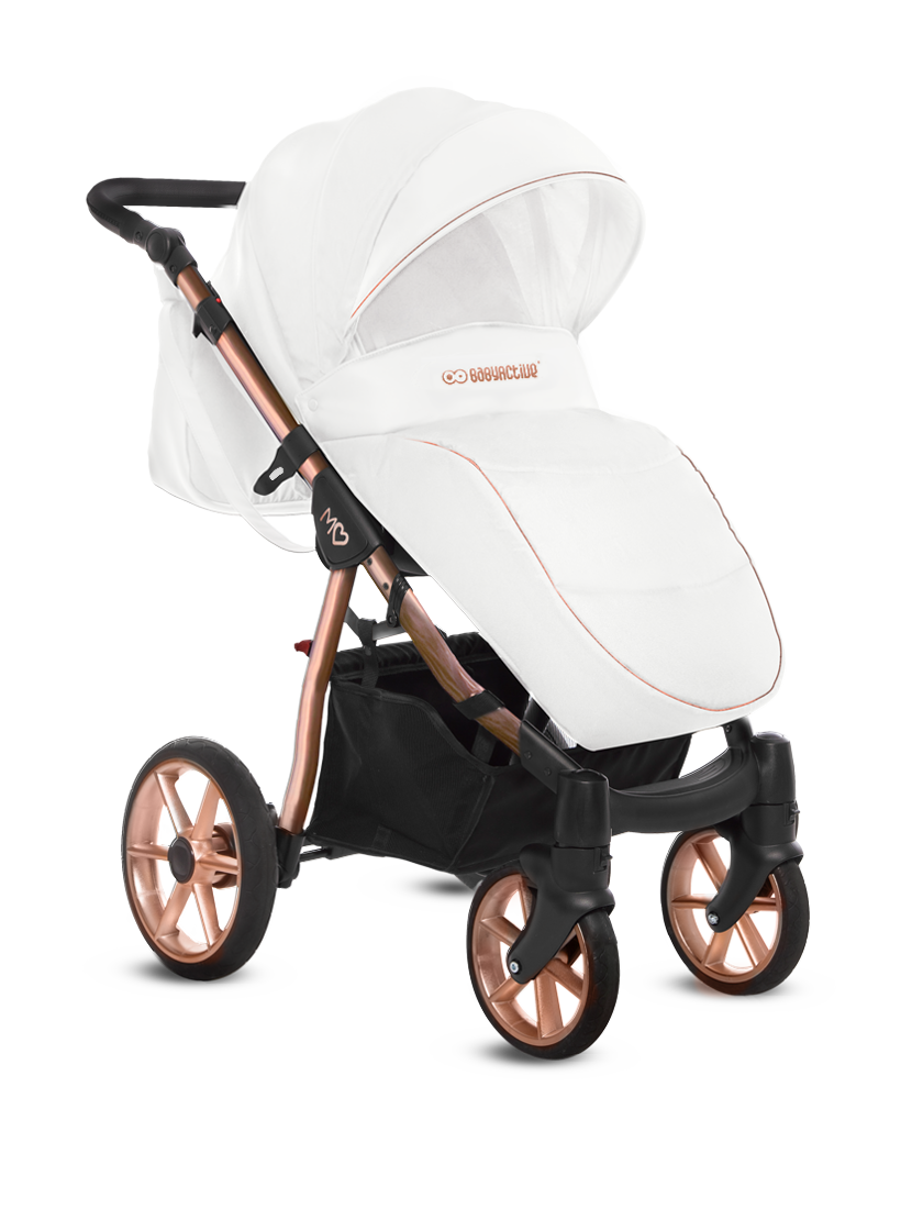 Mommy Glossy lastenrattaat 2-in-1, valkoinen / ruusukulta