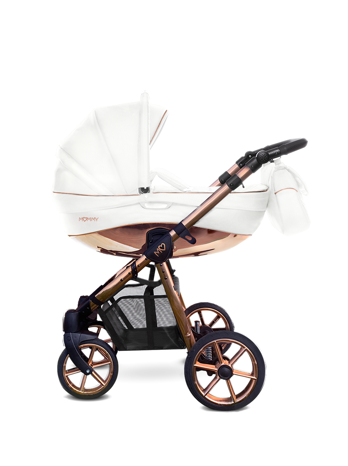 Mommy Glossy lastenrattaat 2-in-1, valkoinen / ruusukulta