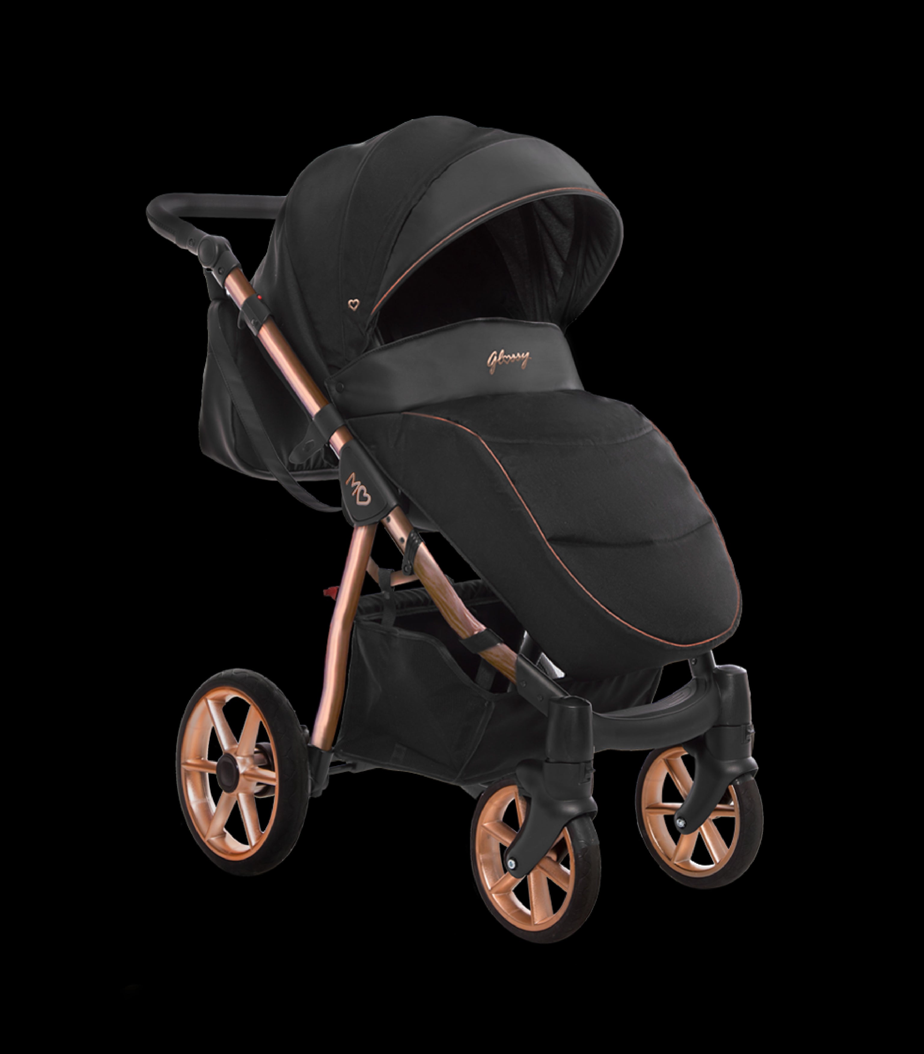 Mommy Glossy lastenrattaat 2-in-1, musta / ruusukulta