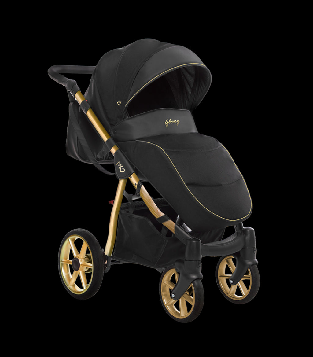 Mommy Glossy lastenrattaat 2-in-1, musta / kulta