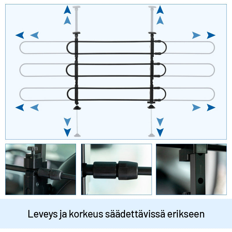 Tukeva Turva-aita / Koiraportti Tavaratilaan, 150 x 9 x 124 cm, Terästä