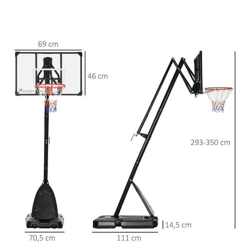Basketkorg med justerbar höjd 2,3–2,9 m
