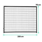 POHJOLAN LEMMIKKITARVIKE Matala Koiratarhan Elementti, 200 x 115 cm, Musta, Tukevaa terästä