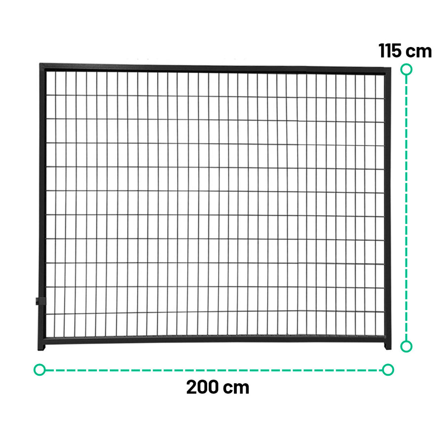 Koiratarhan elementti 200 x 115 cm – galvanoitu teräs, pulverimaalattu, musta