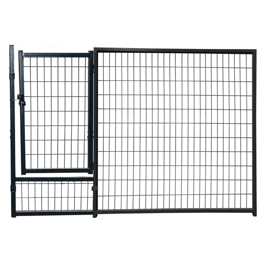 Koiratarhan ovielementti 200 x 115 cm – matala, galvanoitu teräs, musta