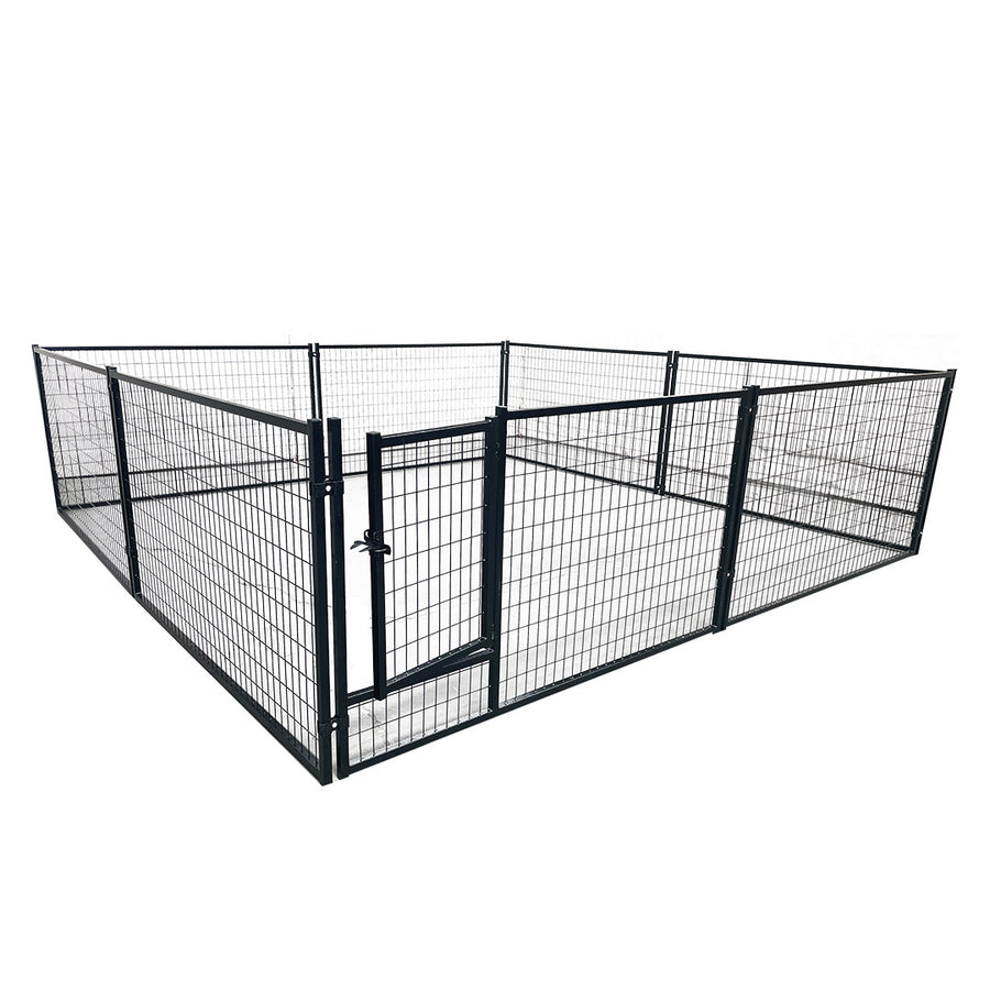 Låg hundkoja 4 x 4 m – 16 m², 7 element + dörr, galvaniserat stål