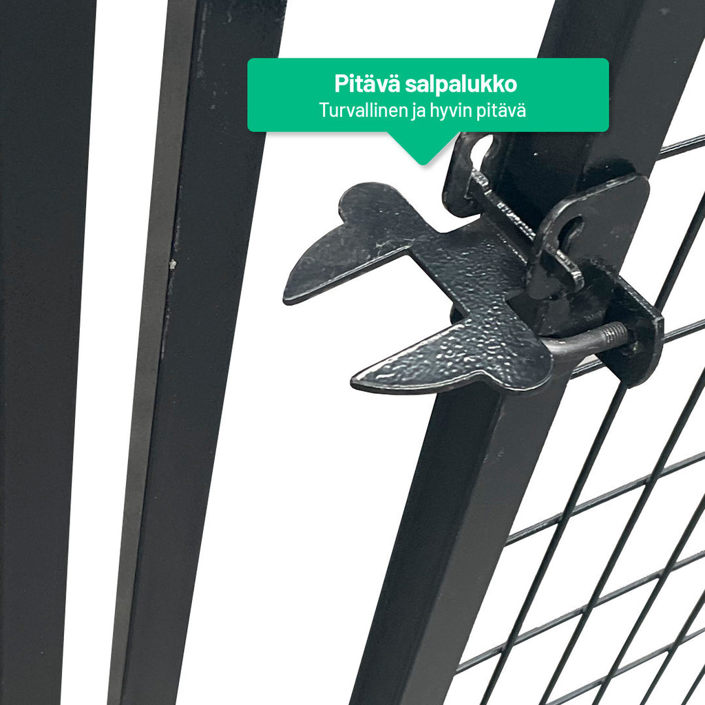 POHJOLAN LEMMIKKITARVIKE Matala Koiratarha 4 x 4 x 1,15 m, 16m2 Elementtitarha, Musta Teräs