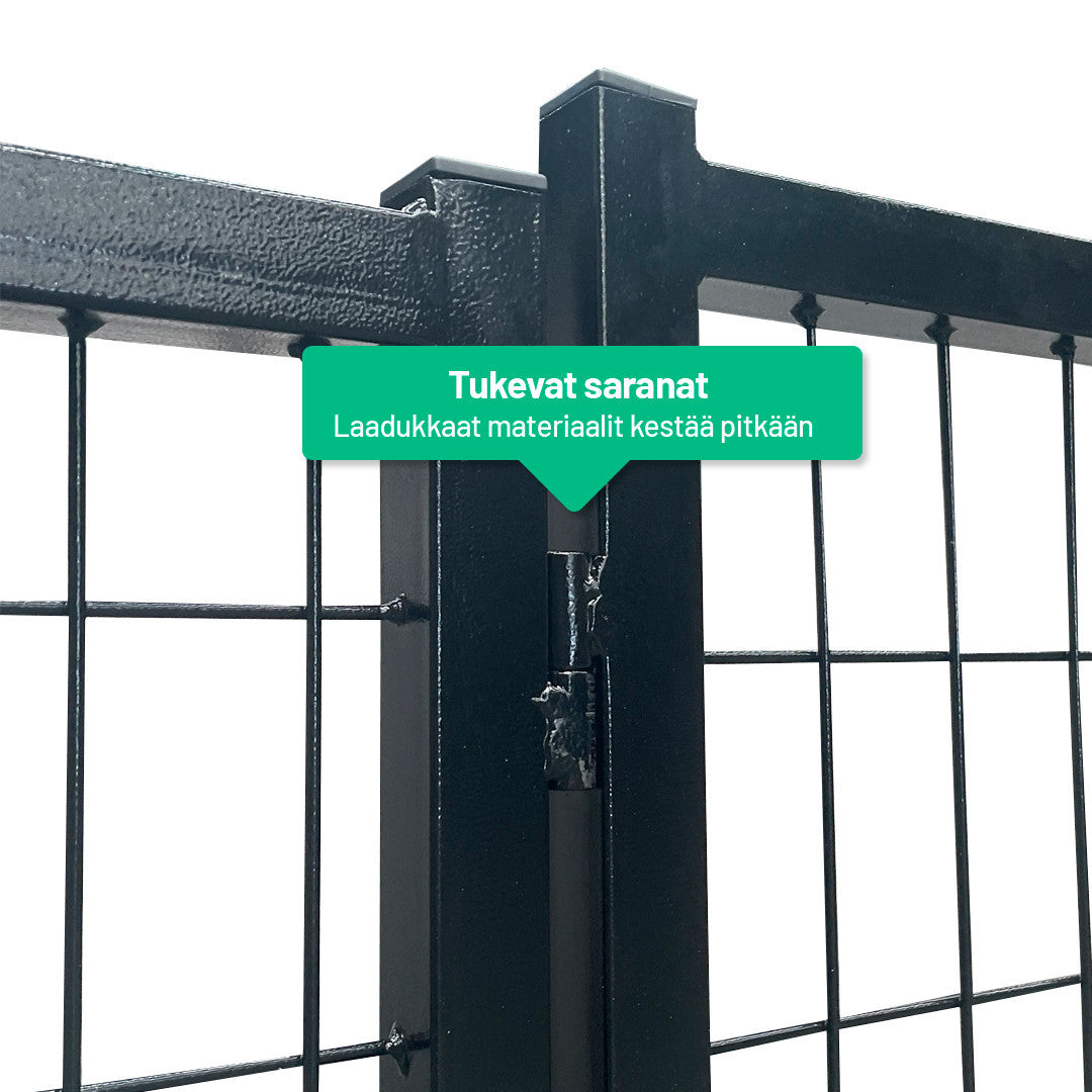 POHJOLAN LEMMIKKITARVIKE Matala Koiratarha 4 x 4 x 1,15 m, 16m2 Elementtitarha, Musta Teräs