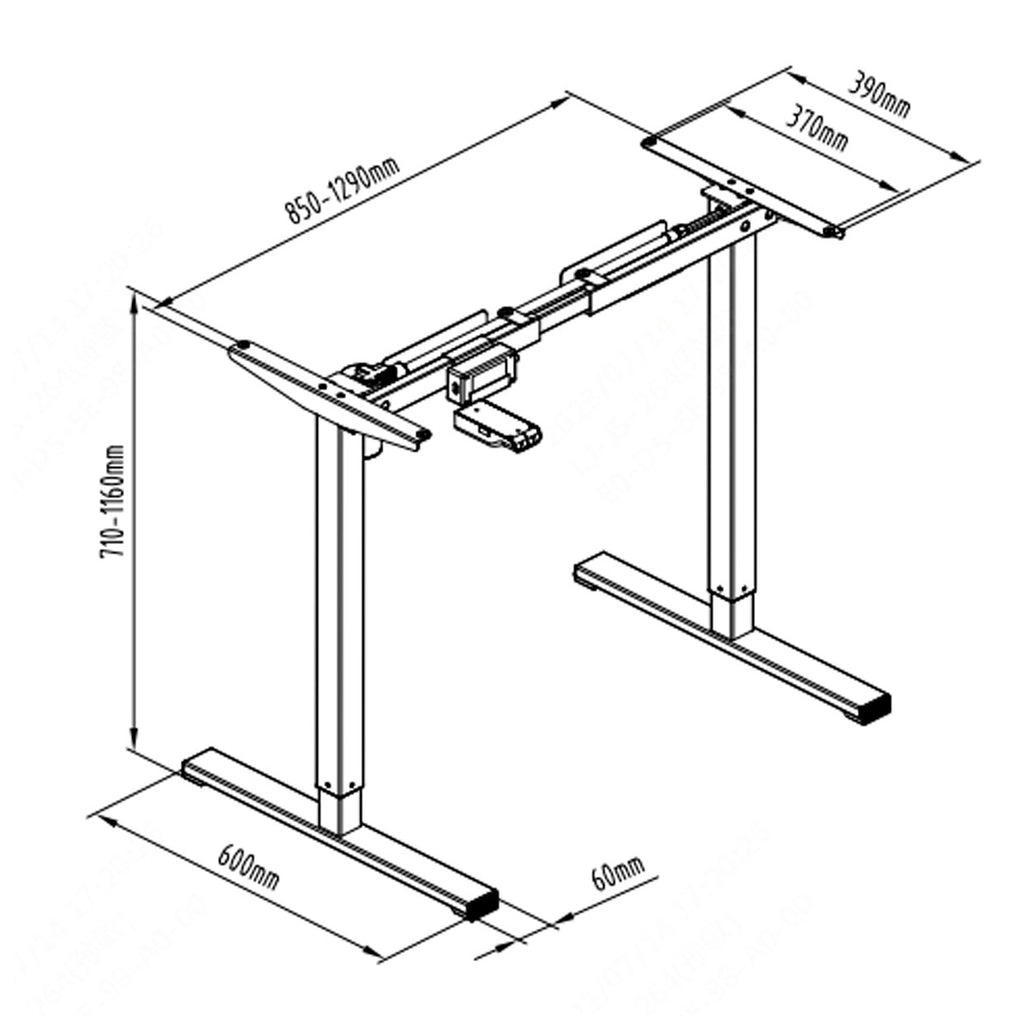 Pohjola Indoor Sähköpöydän Runko 71 - 116 cm, Musta