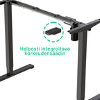 Pohjola Indoor Sähköpöydän Runko 71 - 116 cm, Musta