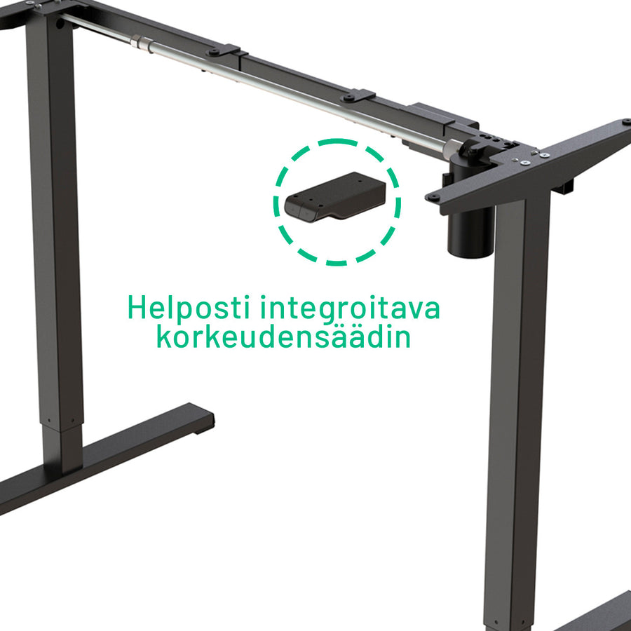 Elektriskt bordsunderrede 71–121 cm – 70 kg, 100–140 cm bordsskiva, svart