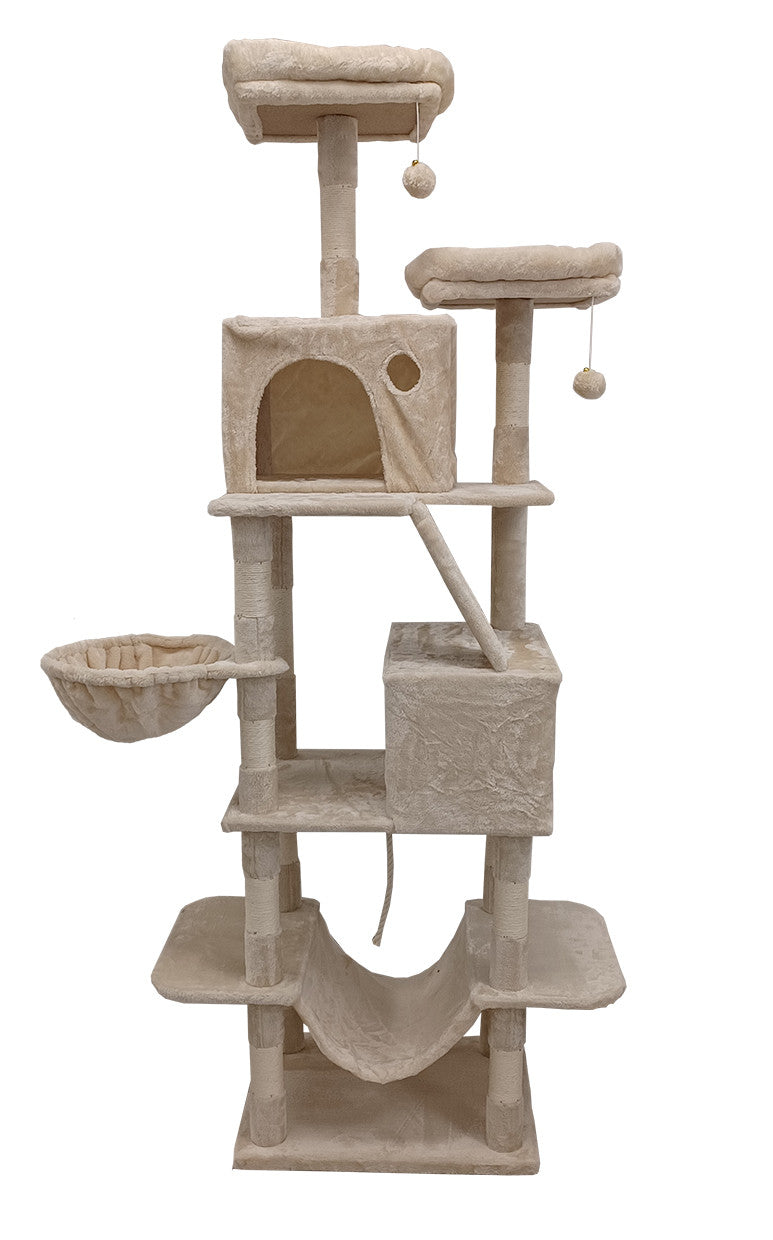 POHJOLAN LEMMIKKITARVIKE Kissojen raapimis-/kiipeilypuu 206 cm, beige