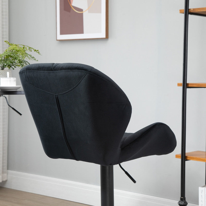 2 kpl Kääntyviä Baarijakkaroita Selkänojalla, Korkeussäädettävä Bistrojakkara, Musta