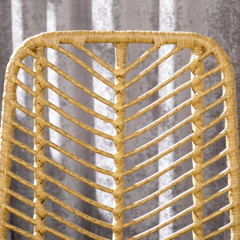 Baarijakkaran Setti, Boho Design, PE Rottinki, sis. Jalkatuki, 42,5 cm x 52 cm x 102 cm