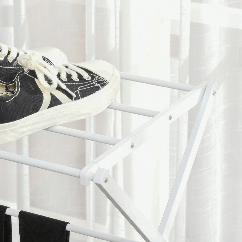 Pyykkiteline, Kokoontaitettava 8-tasoinen, 74 x 35 x 144 cm, Valkoinen