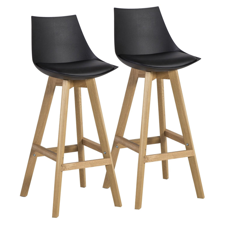 Barstol SONJA, set med 2 barstolar, svart/trä