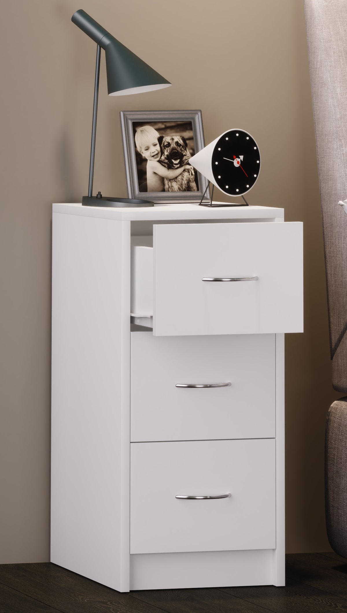 Yöpöytä Boxal Maxi 65 x 35 x 35 cm, valkoinen