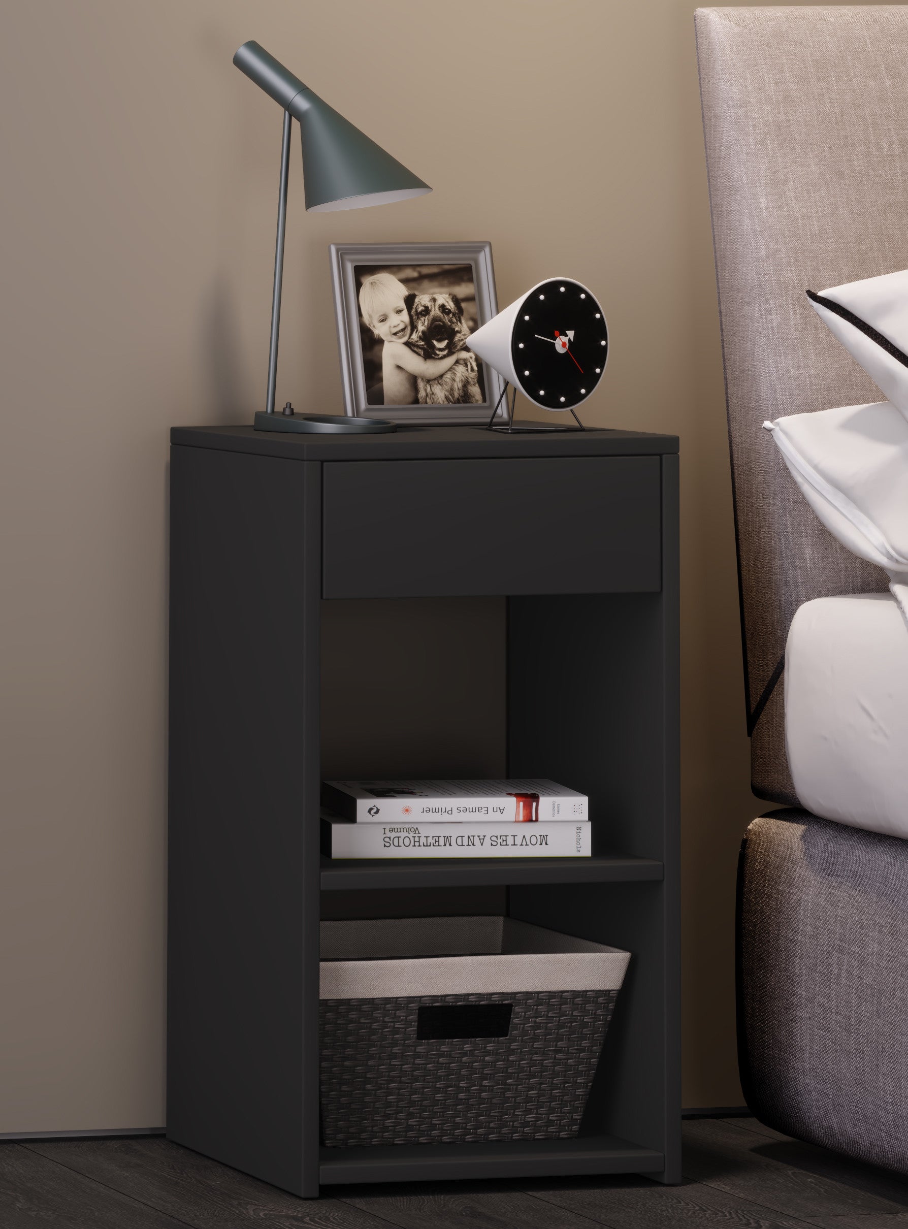 Sivupöytä "Sledo Maxi", 65 x 35 x 35 cm, musta