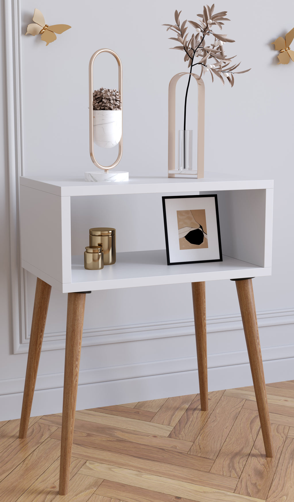 Yöpöytä "Singol M", 60 x 45 x 30 cm, valkoinen