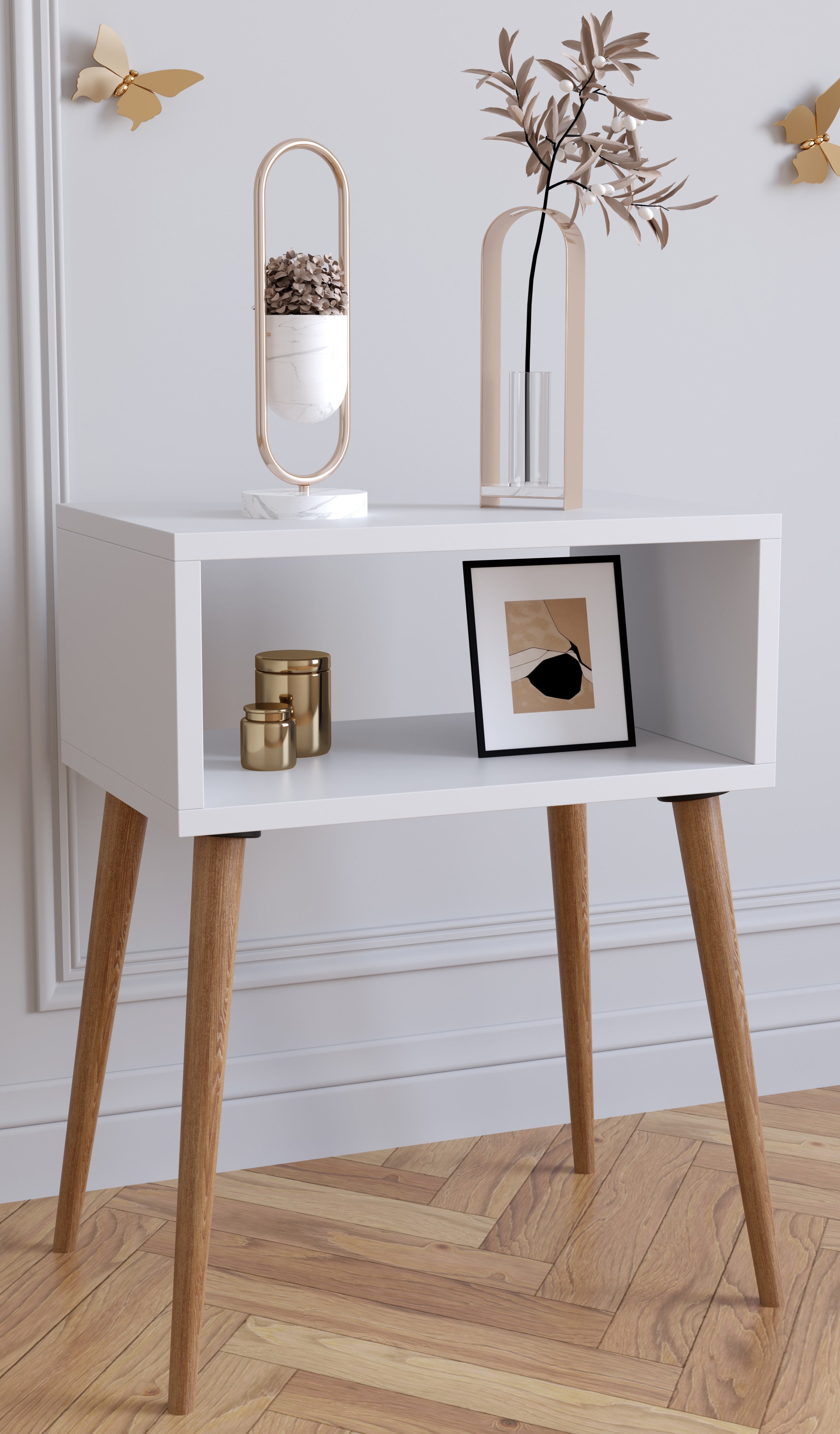 Yöpöytä "Singol M", 60 x 45 x 30 cm, valkoinen