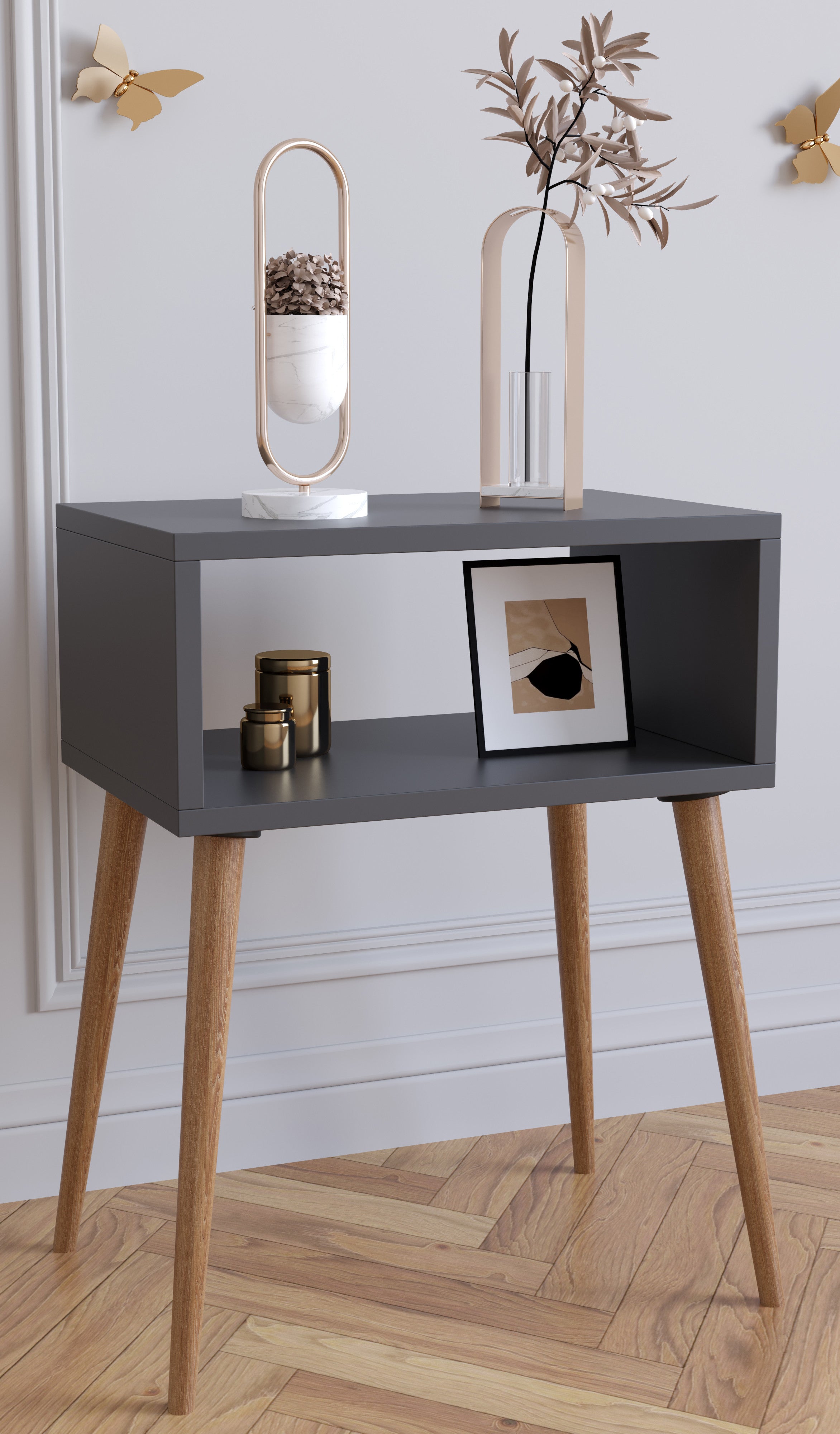 Yöpöytä "Singol M", 60 x 45 x 30 cm, harmaa