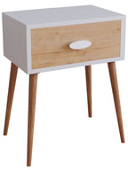 Yöpöytä "Singol L", 60 x 45 x 30 cm, valkoinen / puu