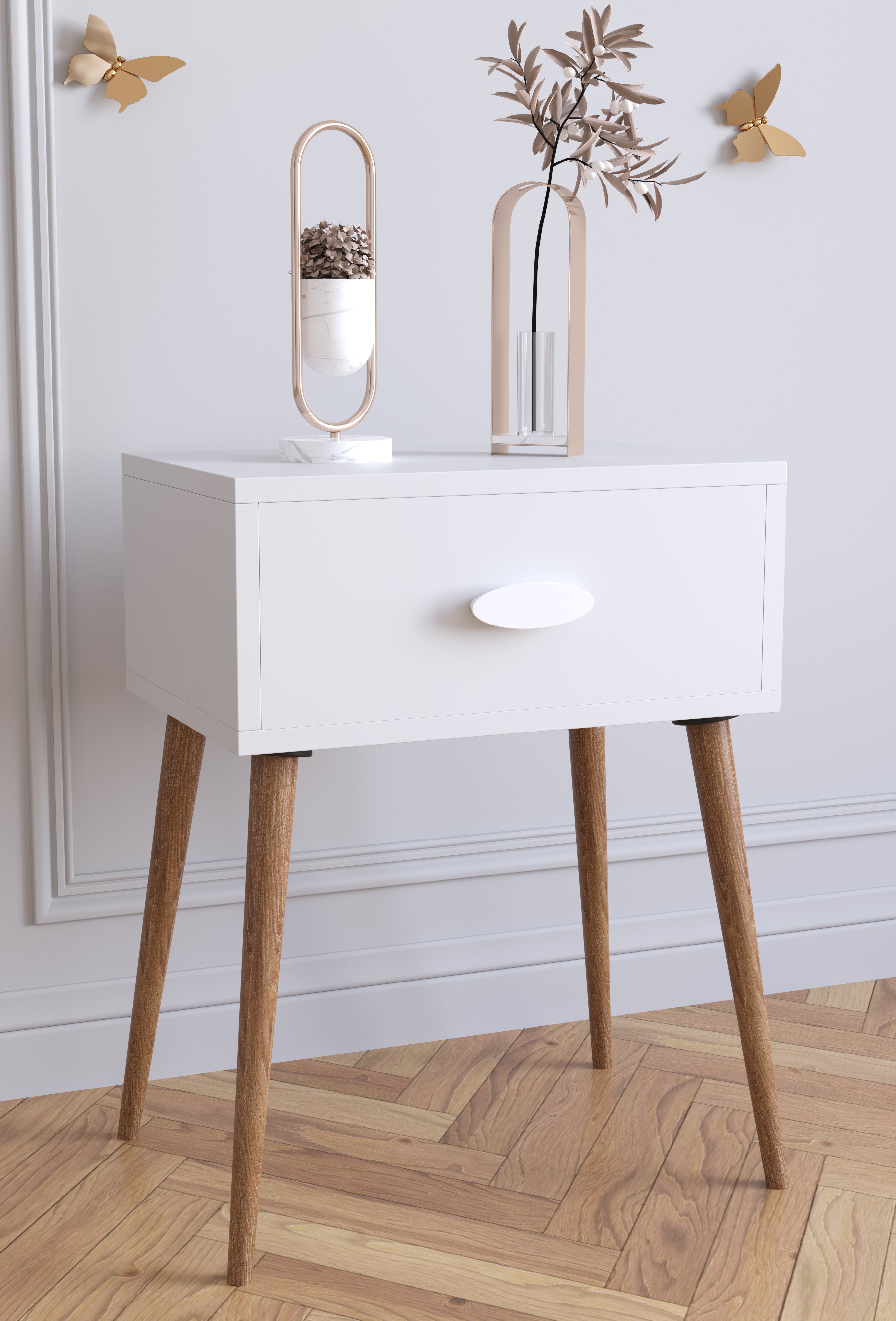 Yöpöytä "Singol L", 60 x 45 x 30 cm, valkoinen