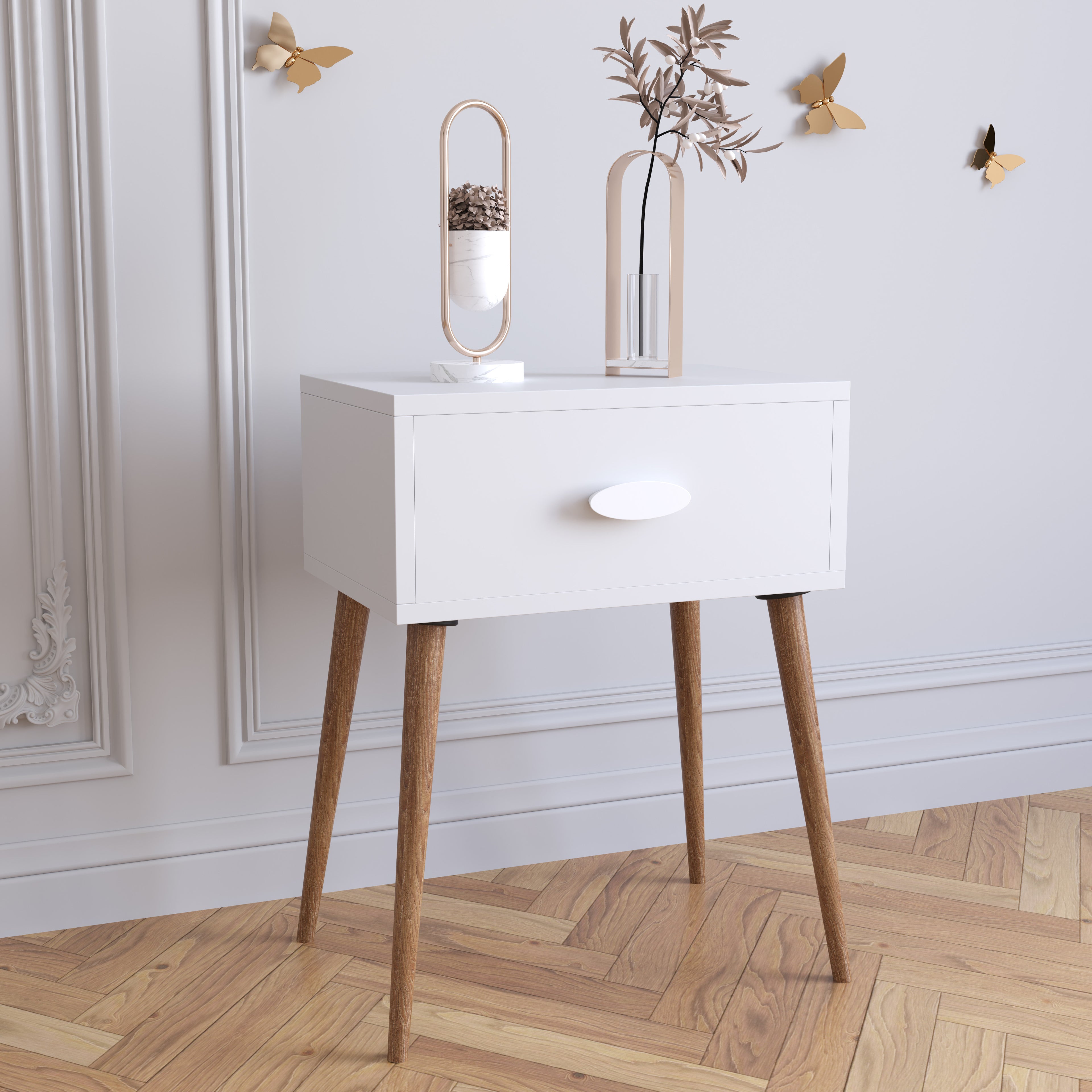 Yöpöytä "Singol L", 60 x 45 x 30 cm, valkoinen