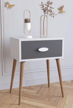 Yöpöytä "Singol L", 60 x 45 x 30 cm, valkoinen / harmaa