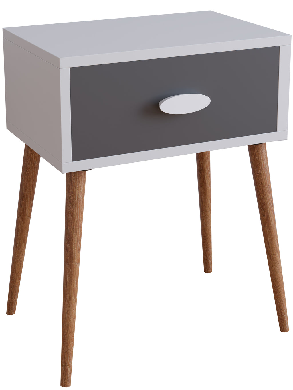 Yöpöytä "Singol L", 60 x 45 x 30 cm, valkoinen / harmaa