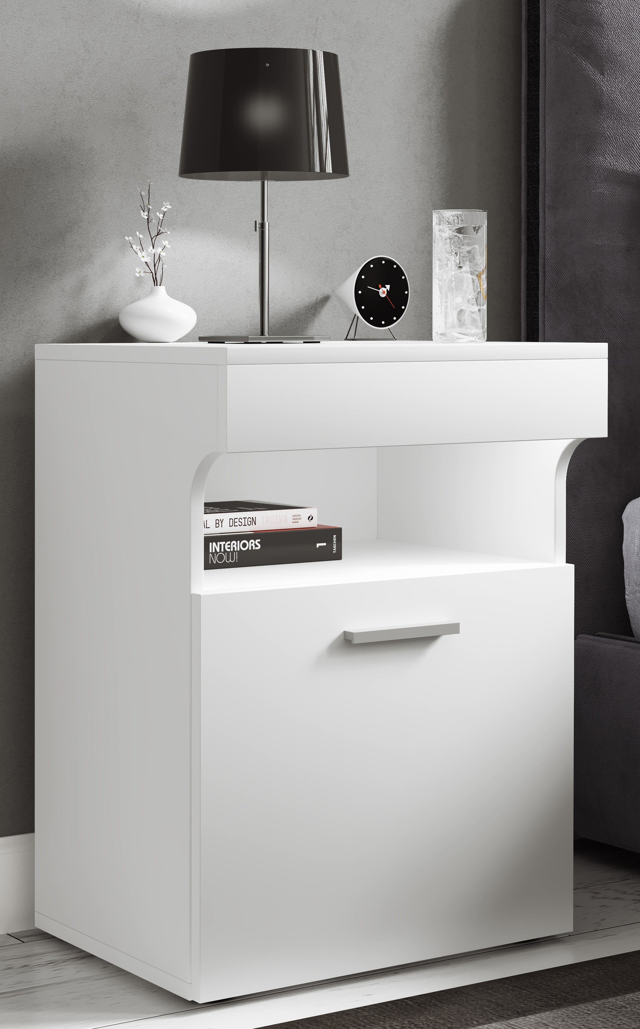 Yöpöytä "Slepal M", 61 x 45 x 39 cm, valkoinen