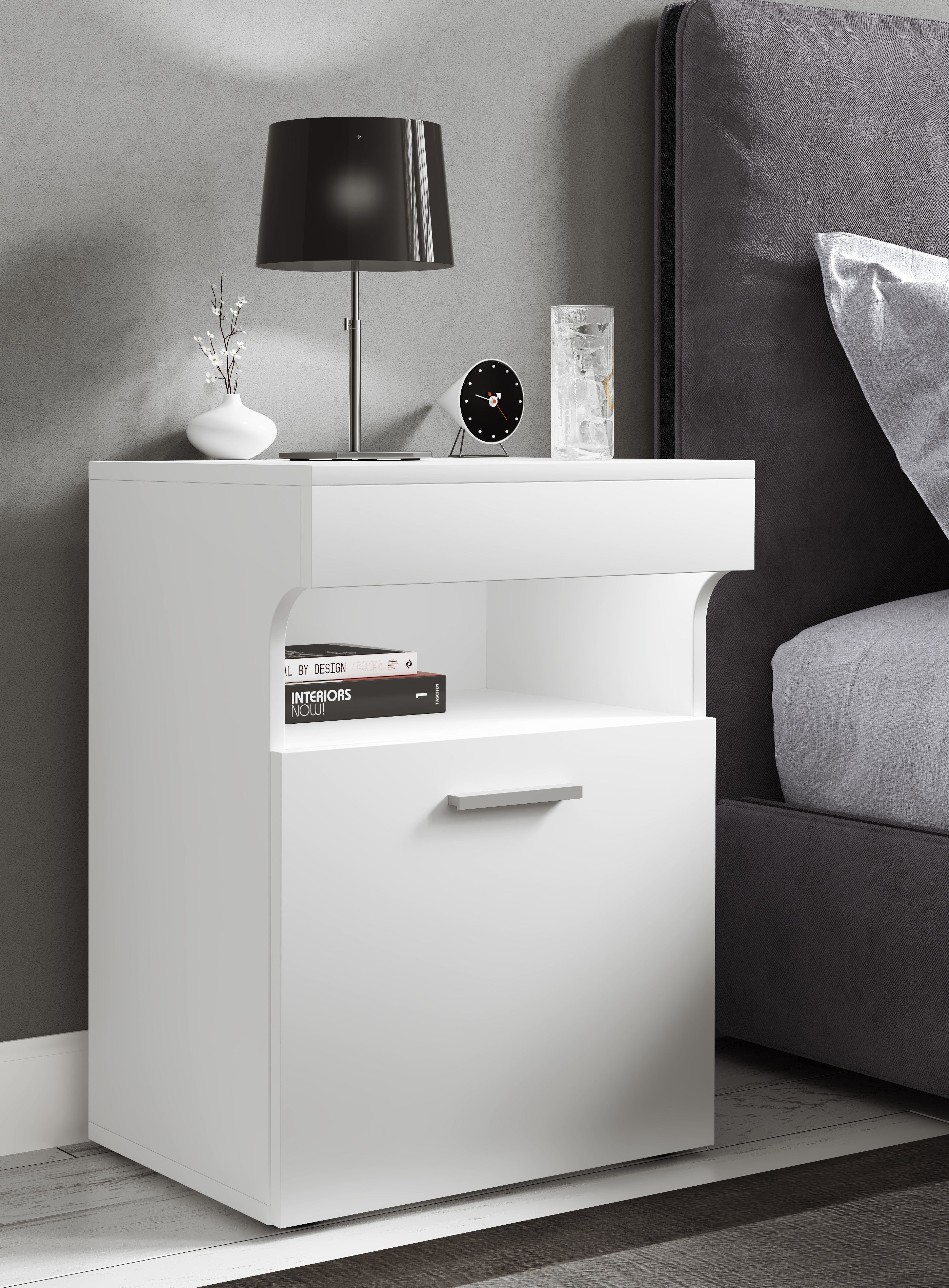 Yöpöytä "Slepal M", 61 x 45 x 39 cm, valkoinen