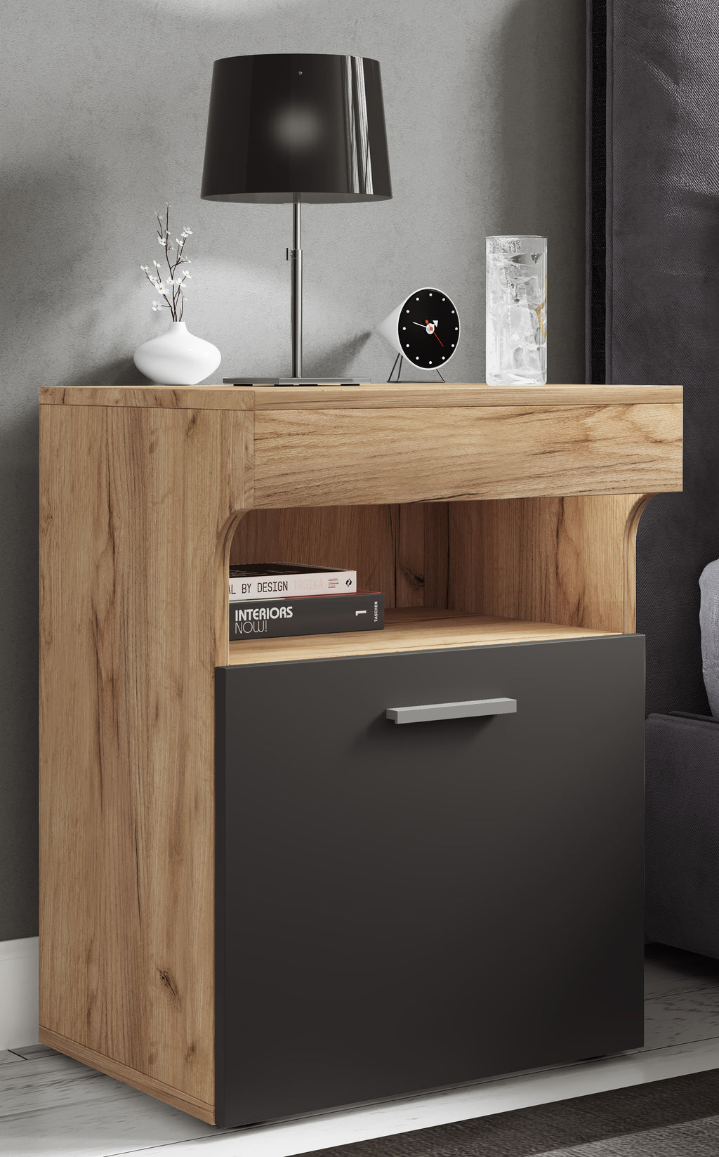 Yöpöytä "Slepal M", 61 x 45 x 39 cm, puu / antrasiitti