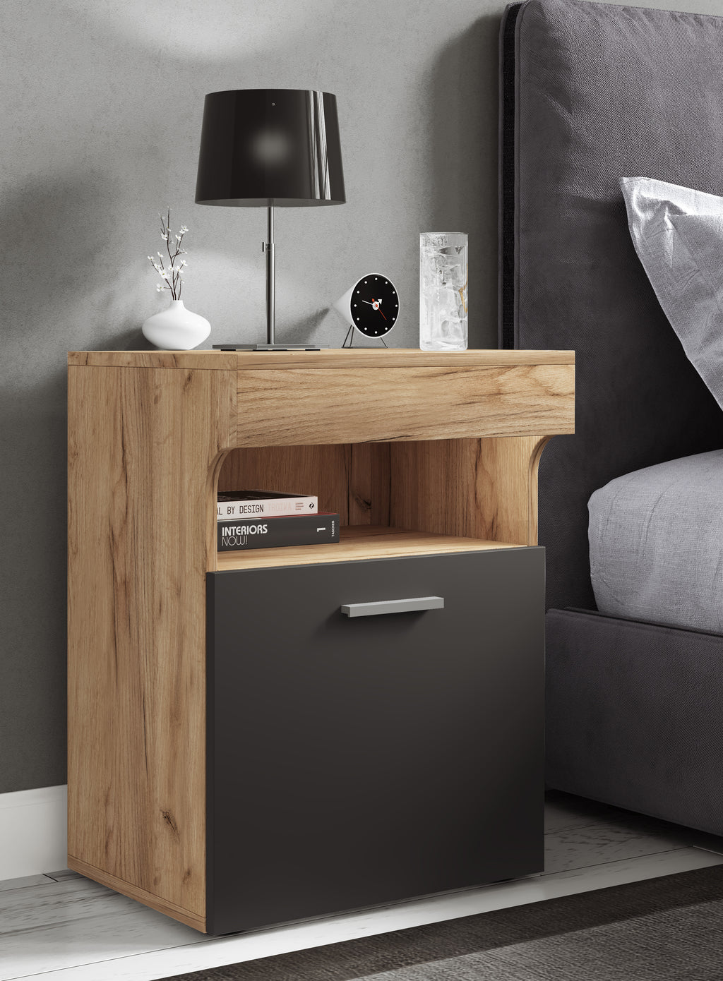 Yöpöytä "Slepal M", 61 x 45 x 39 cm, puu / antrasiitti