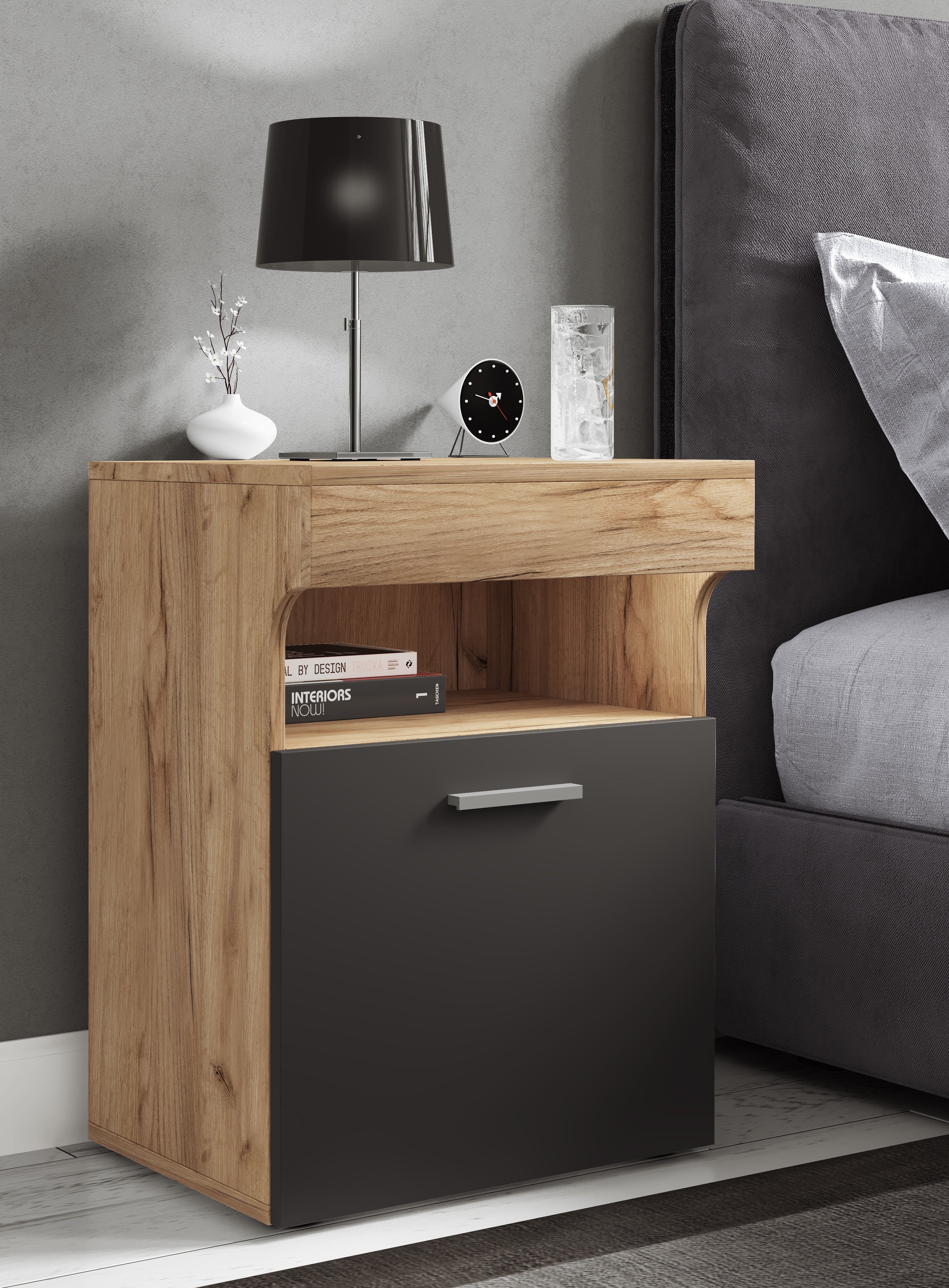 Yöpöytä "Slepal M", 61 x 45 x 39 cm, puu / antrasiitti