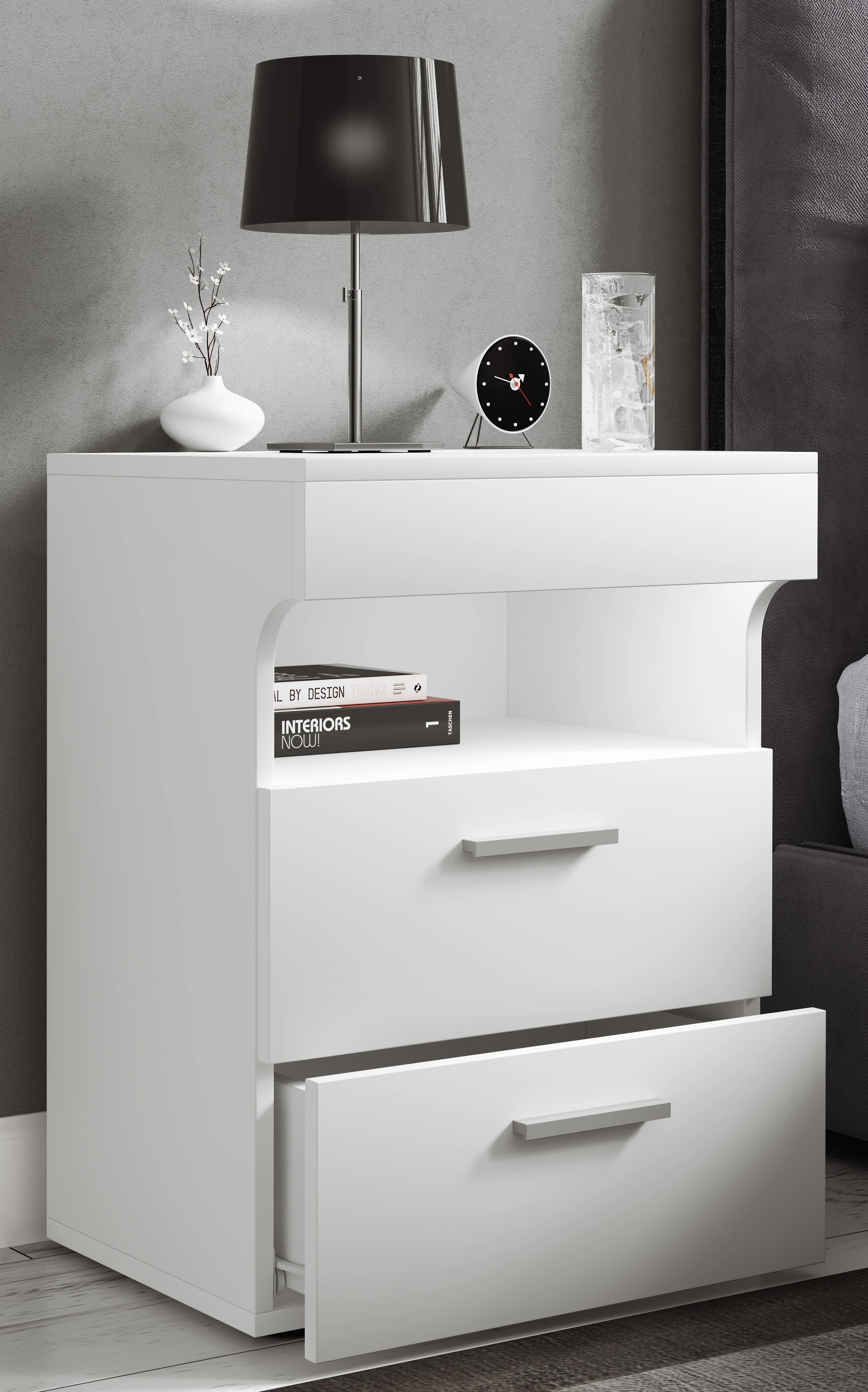 Yöpöytä "Slepal L", 61 x 45 x 39 cm, valkoinen