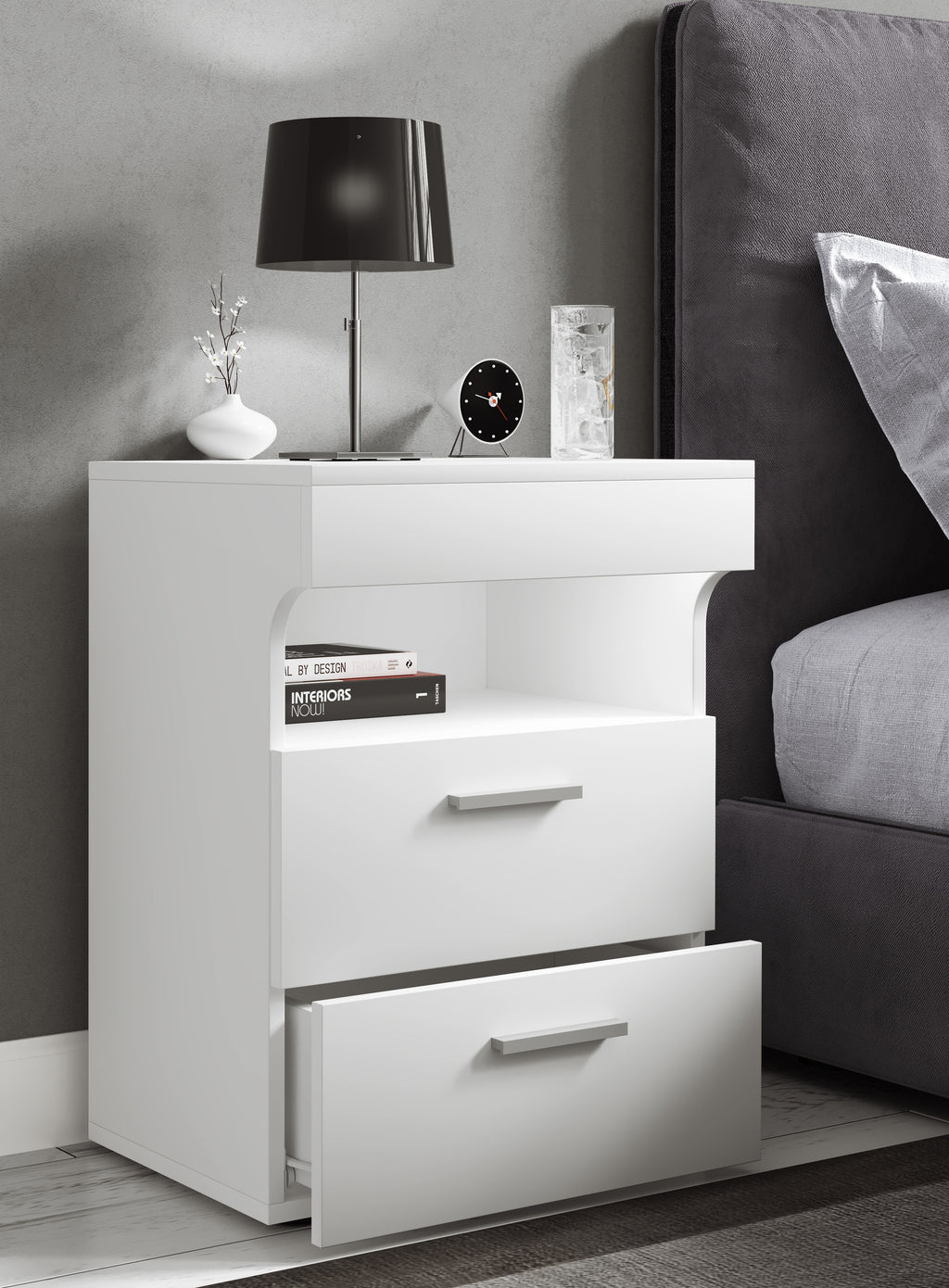 Yöpöytä "Slepal L", 61 x 45 x 39 cm, valkoinen