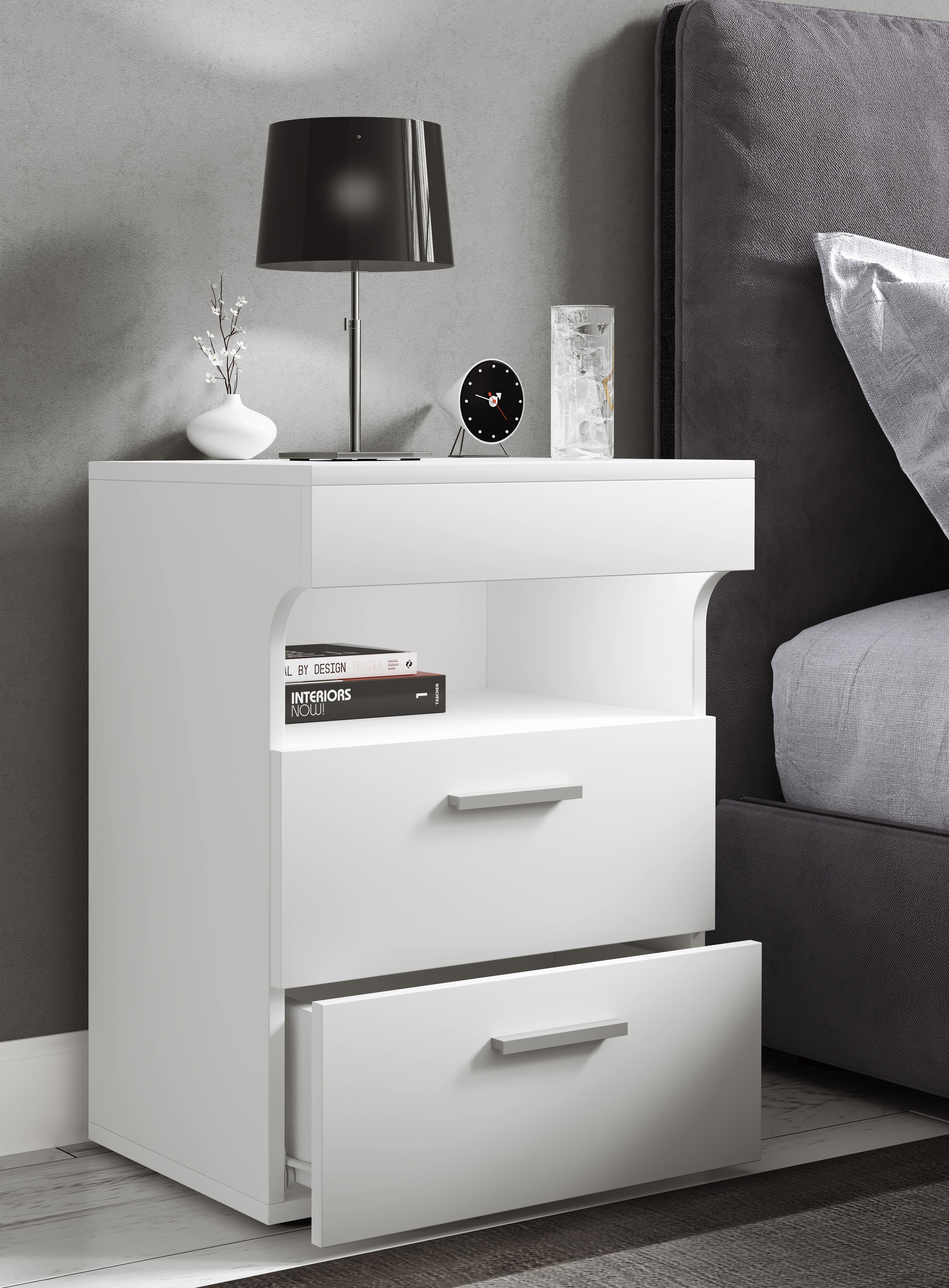 Yöpöytä "Slepal L", 61 x 45 x 39 cm, valkoinen