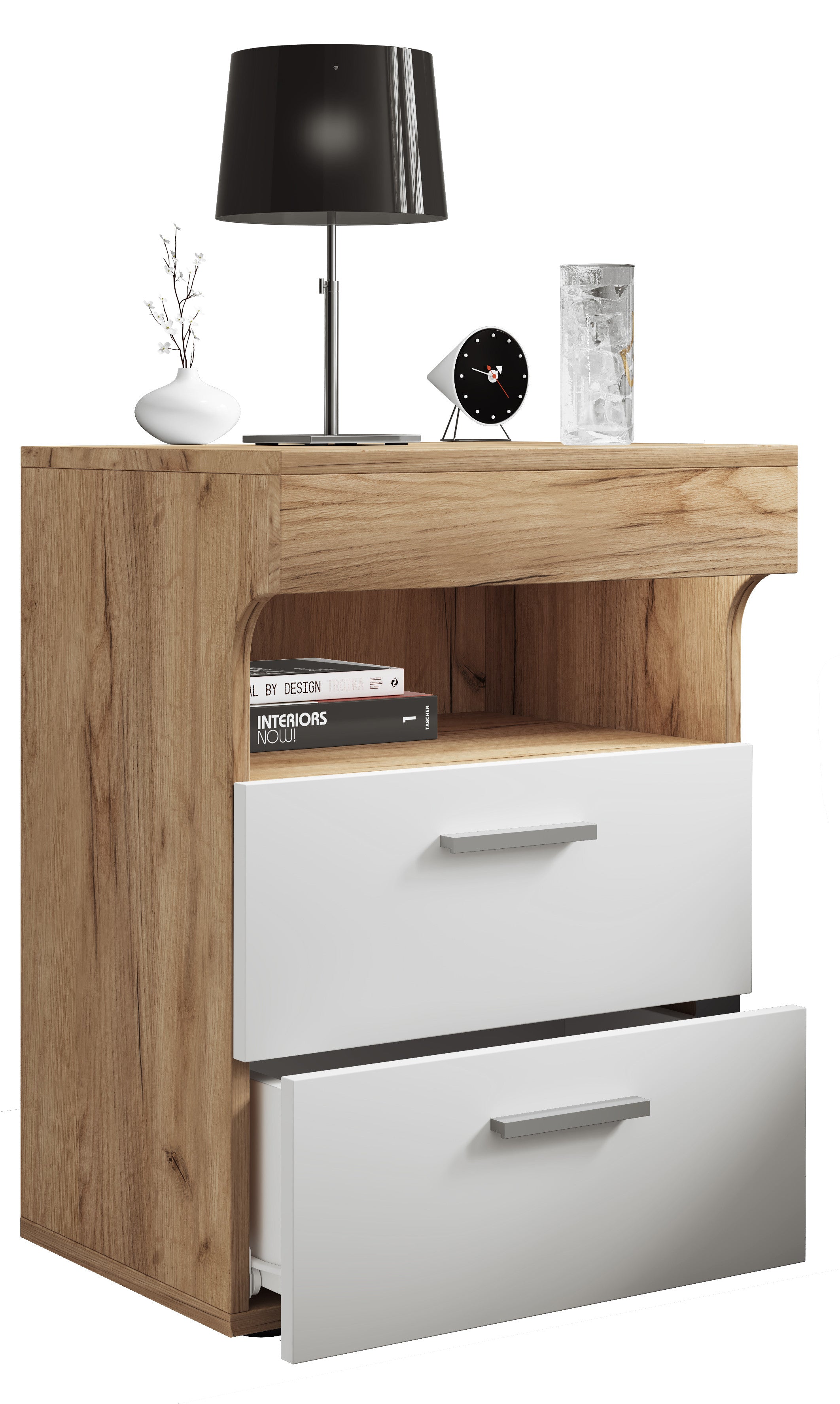 Yöpöytä "Slepal L", 61 x 45 x 39 cm, puu / valkoinen