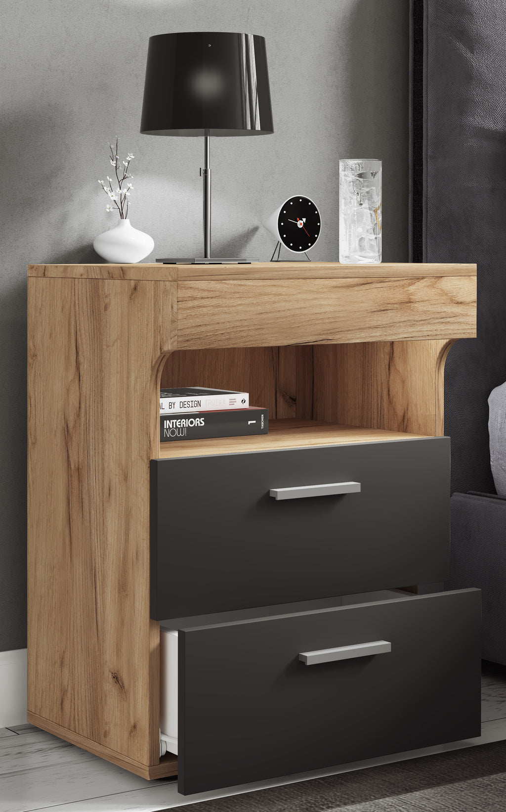 Yöpöytä "Slepal L", 61 x 45 x 39 cm, puu / antrasiitti