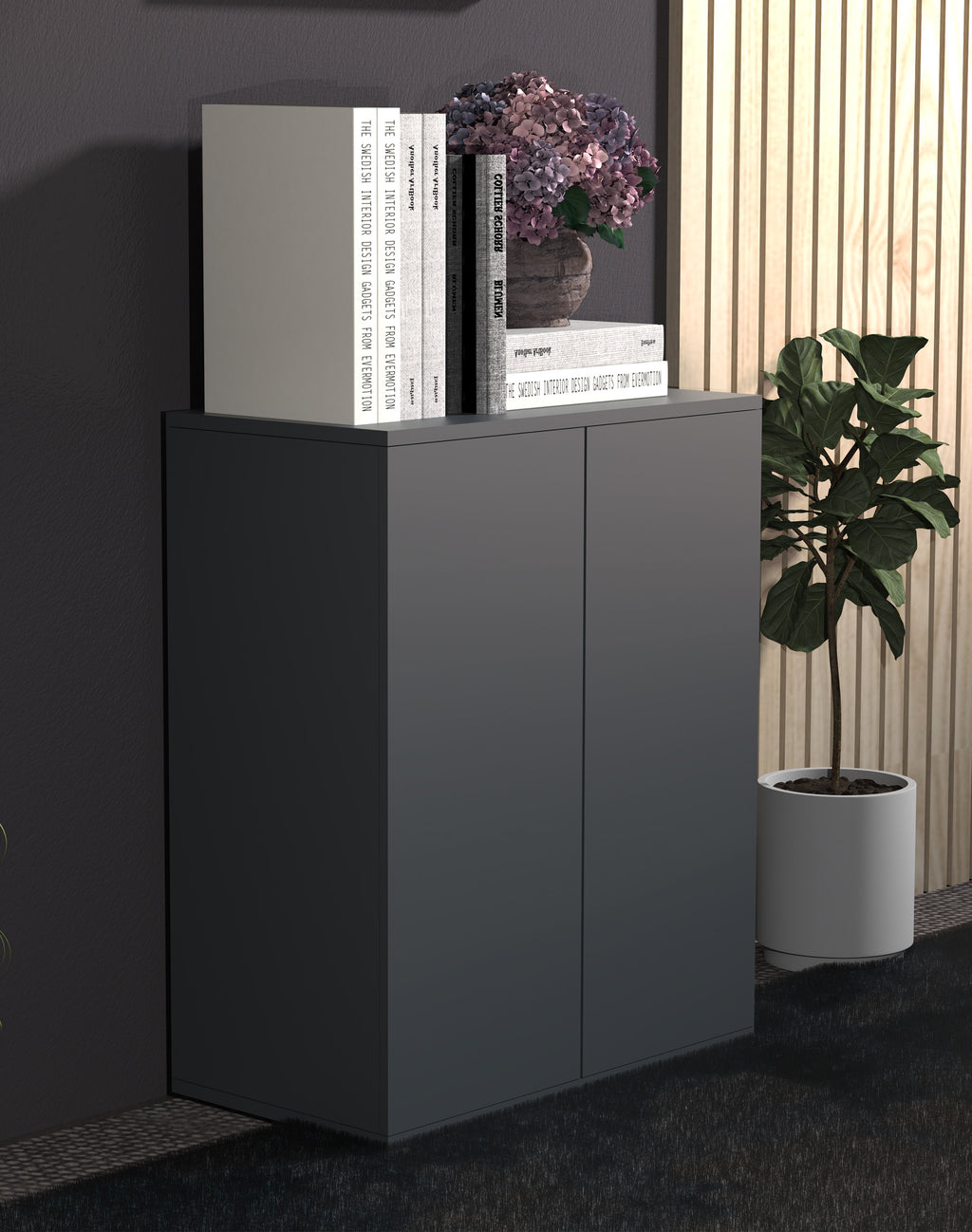 Säilytyskaappi Dalosa 2-säilytystilaa, musta , 73 x 60 x 32 cm