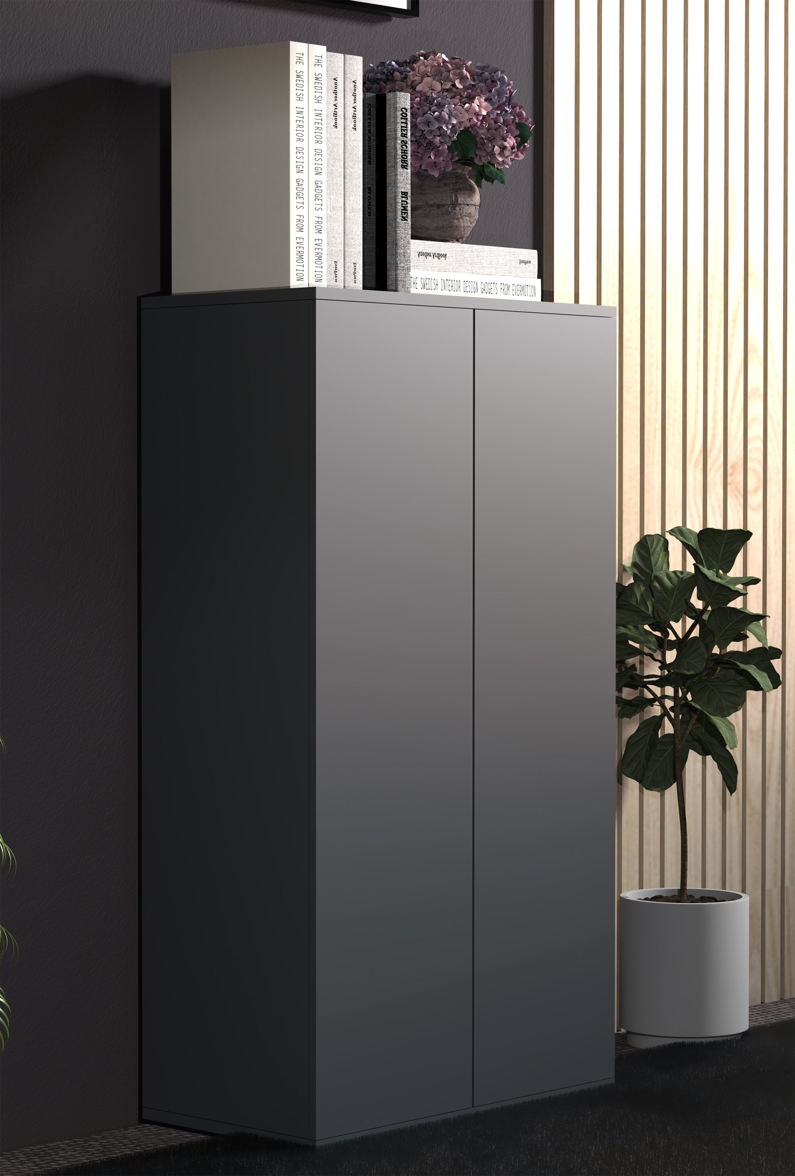 Säilytyskaappi Dalosa 3-säilytystilaa, musta, 108 x 60 x 32 cm