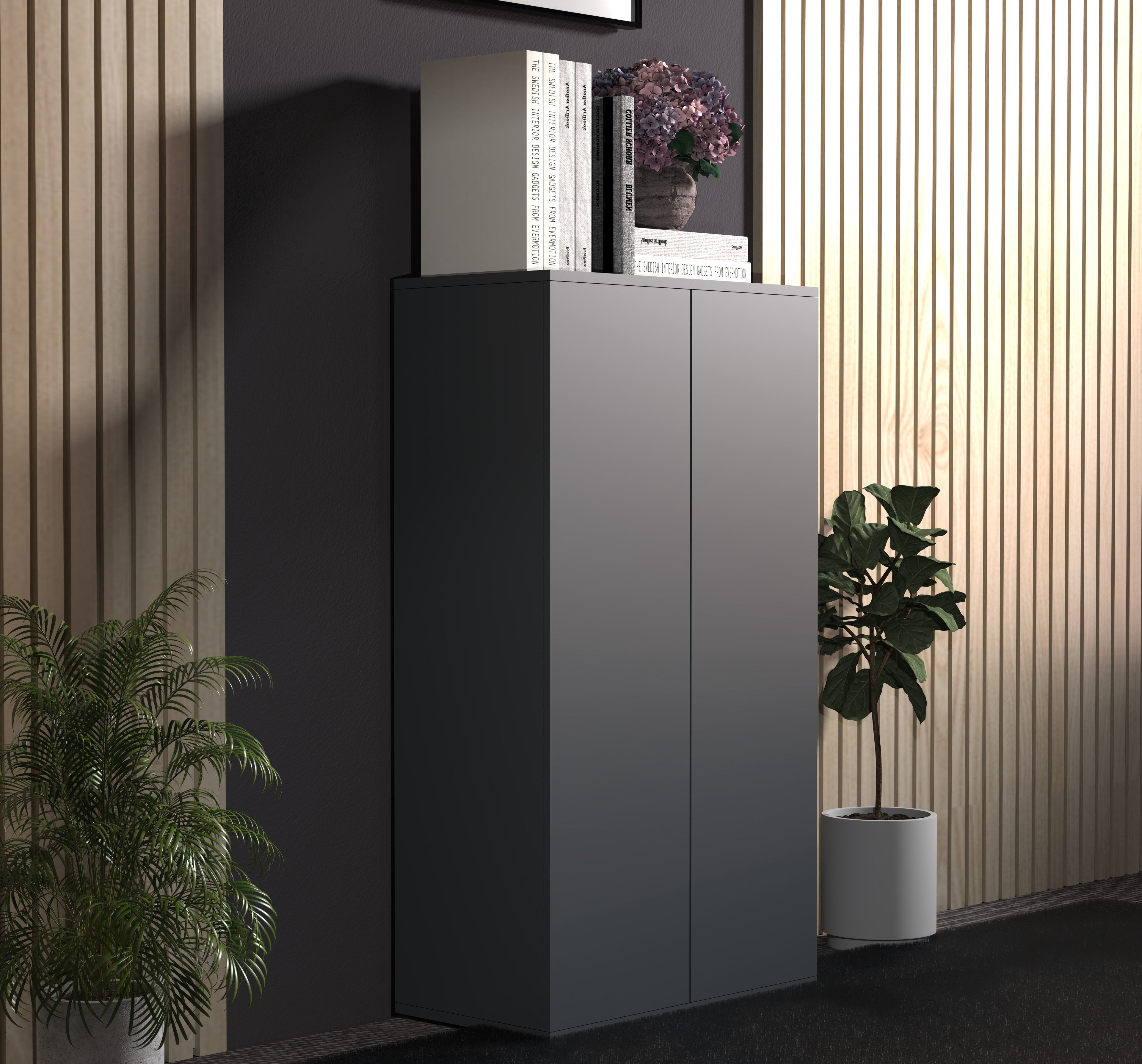 Säilytyskaappi Dalosa 3-säilytystilaa, musta, 108 x 60 x 32 cm